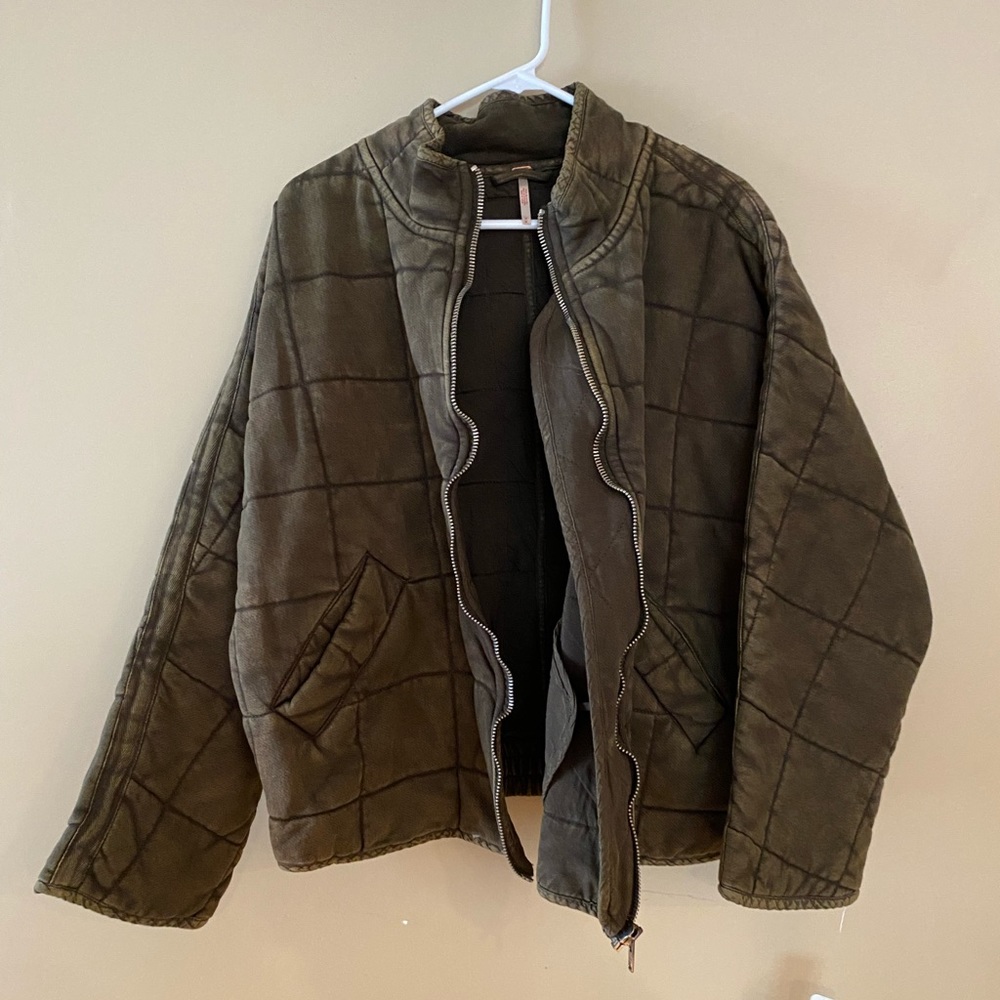 Free People Dolman Quilted Jacket in Dusted Military NWT